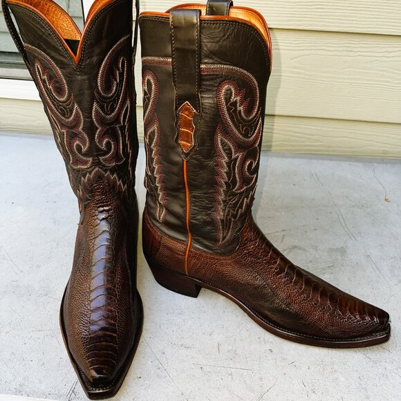 Lucchese 1883 Sienna Brown Ostrich Leg Cowboy Boots in Men's Size 10.5D - Picture 11 of 11